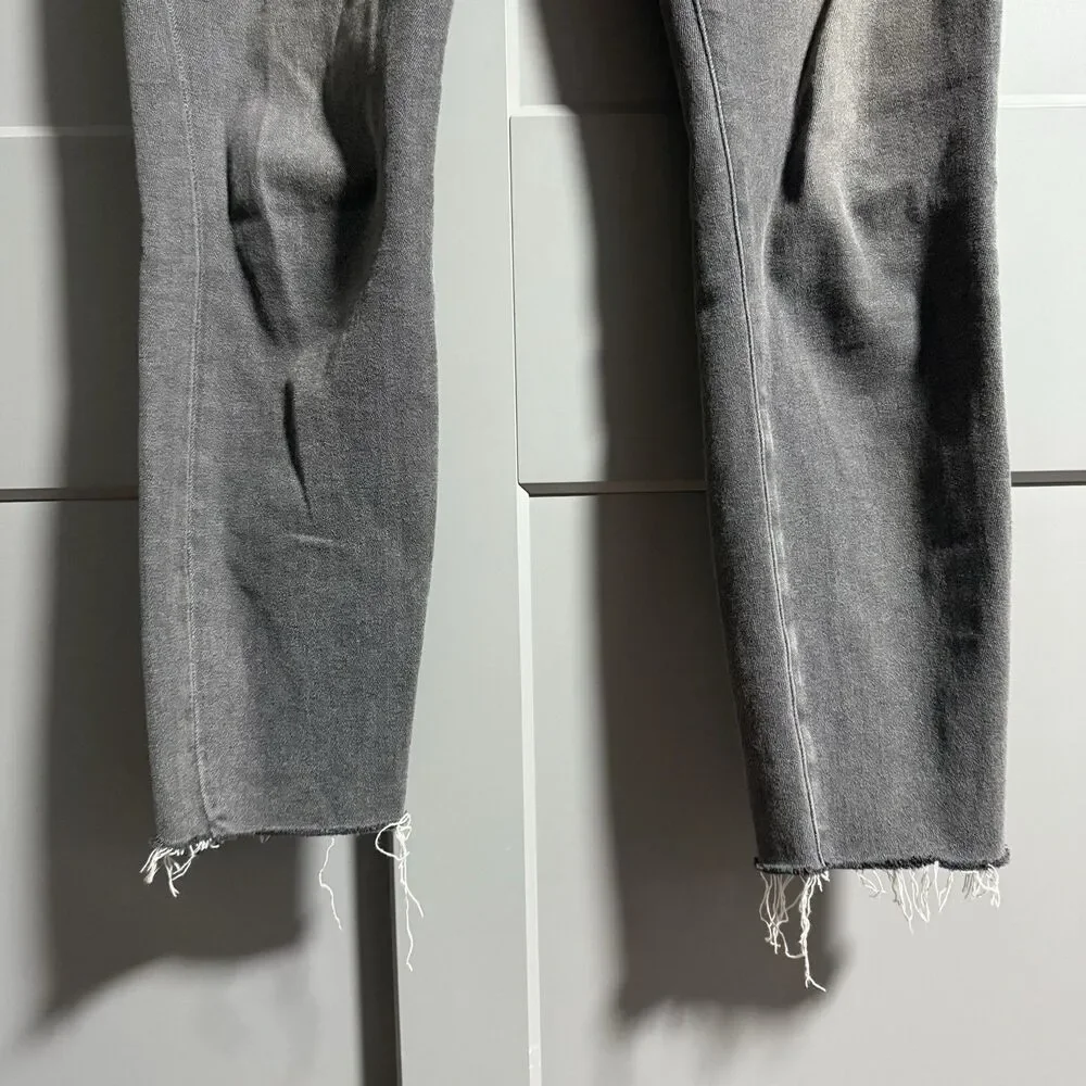 Good American Good Waist Crop Raw Hem Denim Skinny Jeans Black 8/29 GWCRH419T - Picture 4 of 9